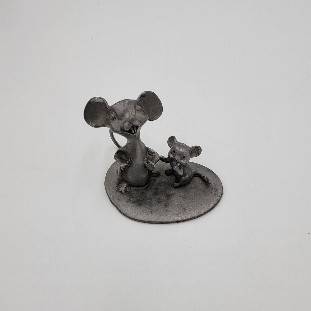Vintage Hudson Pewter Whimsies Adult Child Mice Figurine 80s 3D Whimsical Kischy